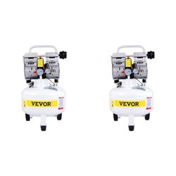 VEVOR Compresseur d'Air 25L Compresseur Silencieux sans Huile 750W Compresseurs à Air Comprimé Acier Allié 58dB 1440 tr/min 165L/min 2 Buses pour Réparation Domicile Outils Pneumatiques 43,5x43,5x60cm