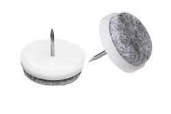 Metafranc 644056 644056-Set di 8 feltrini con chiodo, protezione efficace per mobili delicati, per sedie e pavimenti, colore: Bianco, Ø 25 mm (8 Stück)
