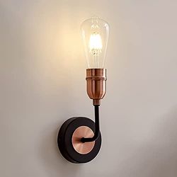HARPER LIVING Wall Light with On/Off Switch, 1xE27/ES Indoor Wall Mounted Light Black and Copper Finish, Vintage Wall Sconce Lamp for Living Room, Bedroom, Kitchen, Hallway, Hotel, B&B