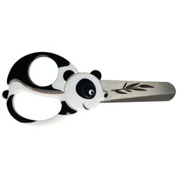 Fiskars Tesouras de animais para crianças com motivos de panda, a partir dos 4 anos, comprimento: 13 cm, para destros e canhotos, lâminas de aço inoxidável/alças de plástico, branco/preto, 1004613