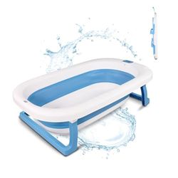 Mobiclinic® kids, Składana wanienka dla niemowląt, Bubba, Antypoślizgowe wnętrze, Łatwa do przenoszenia, Uchwyt zawieszania, Zawiera rurkę odpływową, Nóżki, Bezpieczna