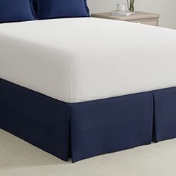 Bed Maker’s Never Lift Your Mattress Wrap Around Bed Skirt, Classic Style, Low Maintenance Wrinkle Resistant Fabric, Traditional 14 Inch Drop Length, Queen, Navy