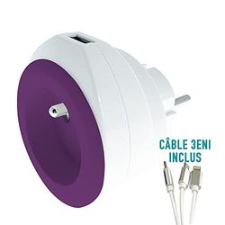 BEWATT ładowarka USB, ładowarka do szybkiego ładowania, 2,4 A + 1 P, 16 A, biały/fioletowy