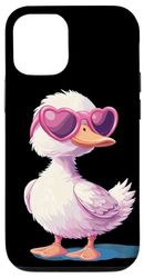 Anatra felice con cuore e bella occhiali da sole Custodia per iPhone 12/12 Pro