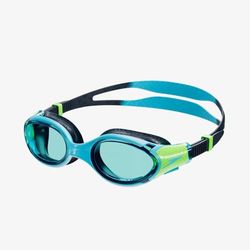 Speedo Junior Biofuse 2.0 simglasögon | Patenterad enkel justering | Anti-dimma | anti-läckage | förbättrad passform | Förbättrad komfort, hypersonisk blå/äkta marinblå/lumo grön/blå, en storlek
