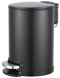 Amig - Poubelle de salle de bain à pédale 3 litres Mod. Tacto - Couleur noire - Ouverture hygiénique sans contact - Ø16,8 x 25,5 cm - Acier inoxydable laqué