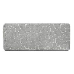 Douceur d'Intérieur, Tapis de Bain (50 x 120 cm) Ricochet Gris Clair, Microfibre Unie Relief