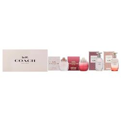 Coach Variety set av coach för dam - 4 st mini presentset 0,15 oz blommig tränare EDP spray, 0,15 oz coach vild ros EDP spray, 0,15 oz coach drömmar EDP spray, 0,15 oz coach drömmar solnedgång EDP