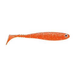 Jackson gummifisk gös fiske bete professionell – gösbait 12 cm orange glitter. Fiskbeten Shad. Gummi tandbete. Gummibete softbait. 1 styck