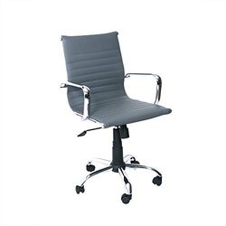 Italian Concept CRIBEL Akka Fauteuil en métal, Imitation Cuir, Gris, 57 x 59 x 93 cm