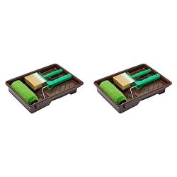 Fit For The Job 4 piece 7" Shed & Fence Roller Set & 4" Brush for DIY Painting Woodstains on Exterior Woodwork, Sheds, Fences & Garden Furniture, Ideal For Smooth Planed & Rough Sawn Timber,Pack of 2