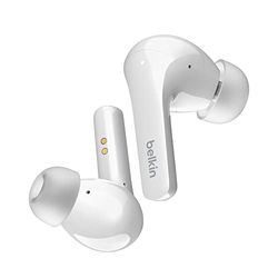 Belkin SOUNDFORM Flow Auricolari Bluetooth true wireless con cancellazione attiva del rumore, Cuffie in-ear, IPX5, 31 ore di riproduzione, per iPhone, Galaxy, Pixel - Bianco, One Size, AUC006