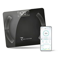 Digital personviktvåg trådlös intelligent opartiometrisk våg för IOS och Android med mätindex för fettmassa, mager massa och basal metabolism svart färg