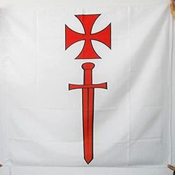 BANDIERA ORDINE DEI CAVALIERI PORTASPADA 90x90cm - BANDIERA CAVALIERI TEMPLARI 90 x 90 cm foro per asta - AZ FLAG