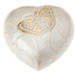 Urns UK Hand Crafted Funeral Cremation Memorial Heart Keepsake Urn Burford Pearl 3" Keepsake