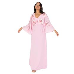 Maya Deluxe dam maxiklänning dam V-hals lång cape ärm blommig paljett Embellished A-linje för bröllop gäst kväll klänning, körsbärsblom, 36