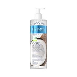 EVELINE COSMETICS Natural Coconut 99% lenitivo e rivitalizzante gel viso viso estratto di cocco biologico acido ialuronico formula vegana composizione naturale giorno e notte 400 ml
