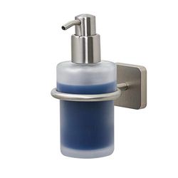 Tiger Onu Dispenser per Sapone Liquido, Vetro, Acciaio (Inox Spazzolato), 7,7 x 15 x 11 cm
