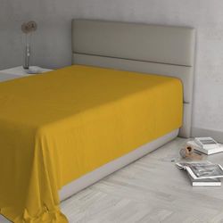 MAX COLOR Lenzuolo sopra, 100% Cotone, Tinta unita, Senape, Singolo 150x300cm