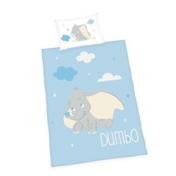 Dumbo Disney - Juego de Cama (Funda nórdica de 100 x 135 cm, Funda de Almohada de 40 x 60 cm, con Cremallera, 100% algodón), diseño de Disney