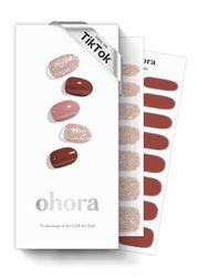 Ohora Sticker Unghie Gel Semi-Polimerizzato, 30 Unghie Gel Adesive Made in Corea, con Lima, Due Salviette Umide e Uno Stick in Legno per l'Applicazione