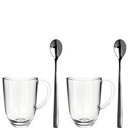 Leonardo Napoli 024217 Lot de 4 verres à café avec cuillères assorties 380 ml