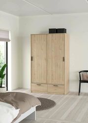 Dmora Leonore 2 Door Wardrobe, Bedroom Furniture, Storage Cabinet, Clothes Hanger, 121 x 60 x H 200 cm, Oak
