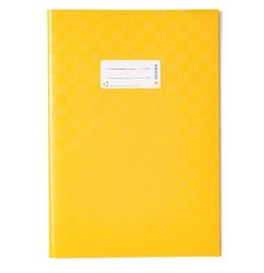 HERMA 7441 A4 Bast Geel, schrifthoes met etiketten en baststructuur van duurzame en afwasbare polypropyleenfolie, voor schoolschriften, gekleurd