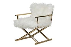 Adda Home Silla, Tela de Lana, Dorado/Blanco, Mediano