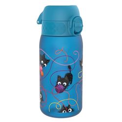 Ion8 Gourde Enfant, 350ml, Anti-Fuite, Facile à Ouvrir, Verrouillage Sécurisé, Lavable en Lave-Vaisselle, Sans BPA, Poignée de Transport, Facile à Nettoyer, Carbone Neutre, Motif Chats Espiègles