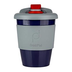 DrinkPod herbruikbare BPA-vrij, 340 ml, koffiebeker, reisbeker van kunststof, Storm, grijs