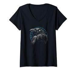 Mujer Mitología nórdica vikinga – Cuervo vikingo Camiseta Cuello V