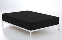 Bajera ajustable color negro - Cama de 180 (alto 28 cm) - 50% algodón / 50% poliéster - 144 hilos