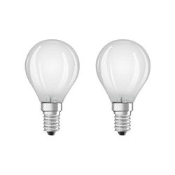 OSRAM Lampada LED Classica P40 di stella LED per presa E14, forma a goccia, vetro Matt, 470 lumen, bianco caldo, 2700k, sostituzione per lampadine da 40w convenzionali, non dimmerabile, 2 pacchetti