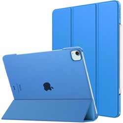 MoKo Funda para iPad Air 13 Pulgadas (M3 2025/M2 2024) / iPad Pro 12,9 (6ª/5ª Gen 2022/2021), Funda Inteligente Delgada Translúcida Esmerilada Duro PC,Soporta Lápiz Pro/2ª/USB-C, Ola Azul