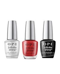 OPI Infinite Shine Long-wear Nail Polish, Gel-Like Nail Varnish with no UV lamp needed, 3-Step System for up to 11 days of vibrant colour, Base Coat & Nail Polish & Top Coat, Big Apple Red, 3x 15ml