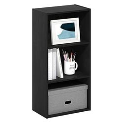 Furinno Luder Bibliothèque ouverte à 3 niveaux, Blackwood, 3-Tier, Bois Noir