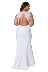 Jarlo London Cecelia Fishtail Maxi Dress with Lace Button Back Detail, Ivory, 40 Women's