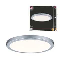Paulmann 70865 Painel de superfície LED átria redondo plafond 22 W luz 2700 K branco quente painel LED cromado mate regulável para montagem na parede/teto