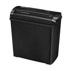 Fellowes P-25S - Trituradora de Papel, Corte en Tiras, destruye hasta 5 Hojas, destructora de Papel Uso Personal, Papelera 11L, Nivel de Seguridad DIN-P1, Color Negro