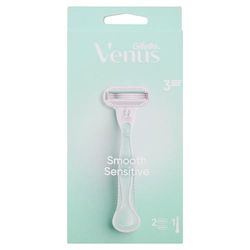 Gillette Venus Smooth Sensitive, Afeitadora para Mujer, 1 Mango Reutilizable + 2 Recambios de Cuchillas