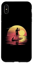 Retro Sunset Paddleboarding Man Silhouette Case for iPhone XS Max