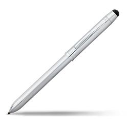 Cross Tech3+ Refillable Twist-Action Metal Multifunction Ballpoint Pen with Stylus/Pencil/Eraser, Medium Ballpoint, includes Premium Gift Box and Assorted Ink Cartridges, 1 Pack, Lustrous Chrome