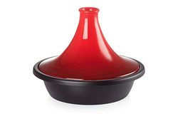 Le Creuset Tajine de hierro fundido, Redondo, diametro 31 cm, Apto para todas las fuentes de calor, incluso inducción y horno, Cereza, 25138310600422