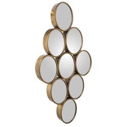 Alexandra House Living Wandspiegel, goudkleurig, metaal, cirkels, 9 x 71 x 39 cm