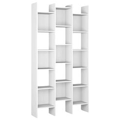 Habitdesign Prateleira de livraria, prateleira de escritório, sala de jantar ou salão, modelo italiano, acabamento em branco Artik, medidas: 192 cm (altura) x 96 cm (largura) x 25 cm (fundo)