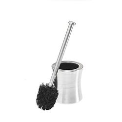 Bath Bliss Juego de escobilla y Soporte para Inodoro con Forma de Cristal de Hora, Cepillo Resistente, Acero Inoxidable 201, Plateado