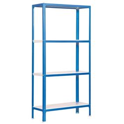 Simon Rack Librería Estanteria Salon, 1600x800x400 mm, 4 Alturas, Estilo Industrial, Metálica, Azul/Blanco - Simon Home