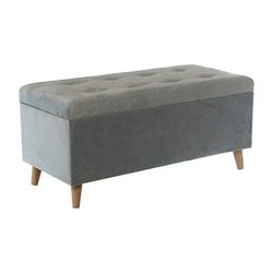 DRW Zitbank van hout en stof, blauw, 100 x 45 x 46 cm, poten 11 cm