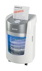 Leitz IQ OptiMax Small Office 350 Distruggi Documenti in P5, Distrugge Fino a 8 Fogli (80 g/m²), Distruggidocumenti Silenzioso, Autonomia di 20 Minuti, Capacità di 22 L, 350 mm x A4, Bianco, 83590000